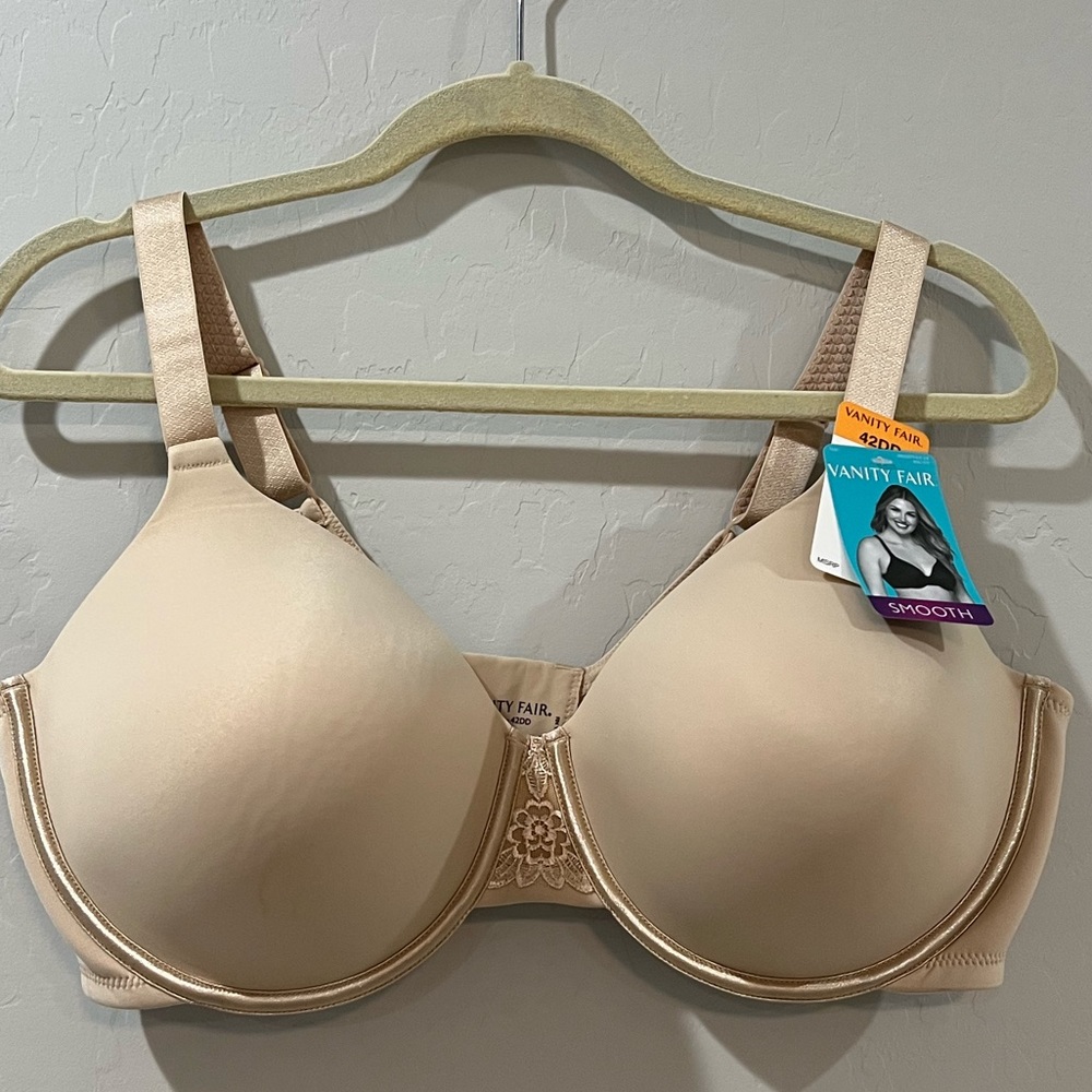 Vanity Fair Full Figure Coverage Back Smoother Underwire Beige Bra Size 42DD - Picture 3 of 7